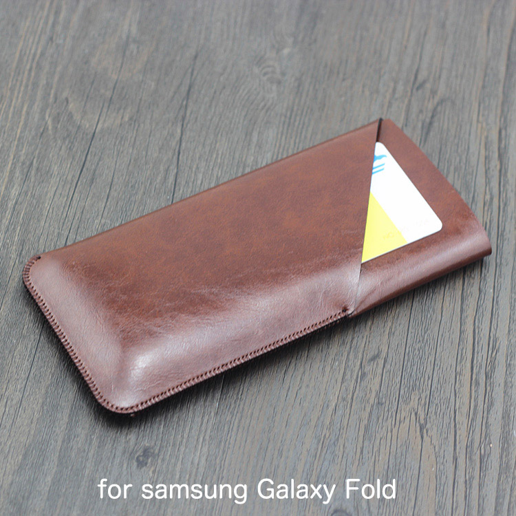 Funda plegable de doble capa Universal para teléfono, Funda de cuero recta, retro, para samsung Galaxy bolsita plegable