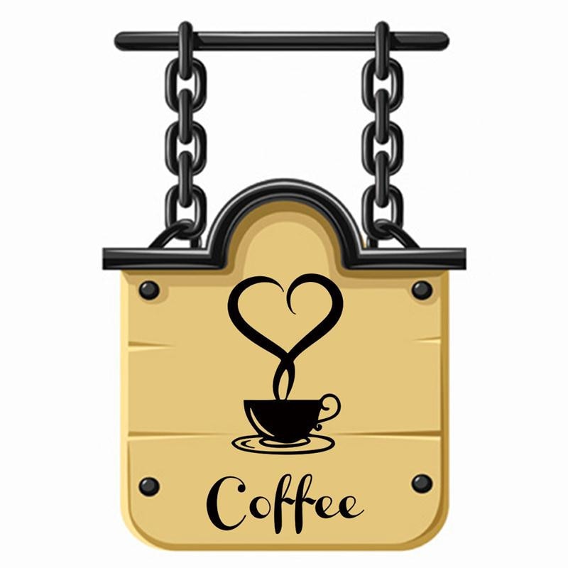 Kaffe kopp hjerte sitat veggmaleri kunst dekal vegg klistremerker diy vinyl pvc hjem dekal kjøkken rom kaffebar kontor dekorasjon