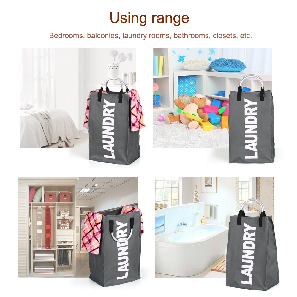 Tote bag Foldable Laundry Bag Large Dirty Laundry Basket Hamper Sorter Oxford Cloth Dirty Clothes Bag with Aluminum Handle