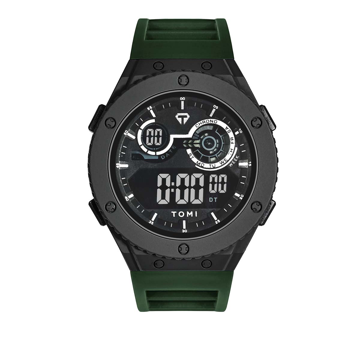 TOMI-reloj Digital luminoso LED para hombre, minimalista, resistente al agua hasta 30M, deportivo, con fecha, electrónico para estudiantes: Verde