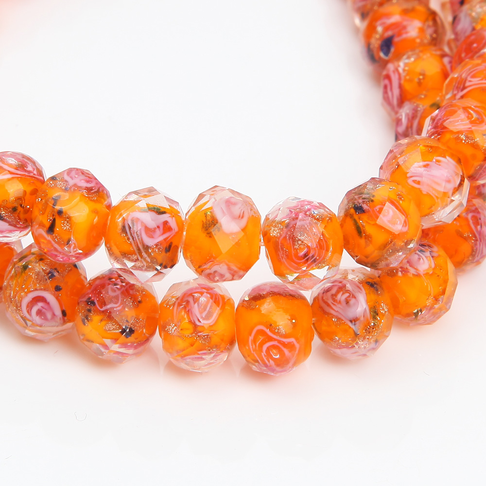 8/10mm Murano Glass Lampwork Beads for Jewelry Making Necklace Diy Bracelet Rondelle Faceted Flower Beads Accessories Supplies