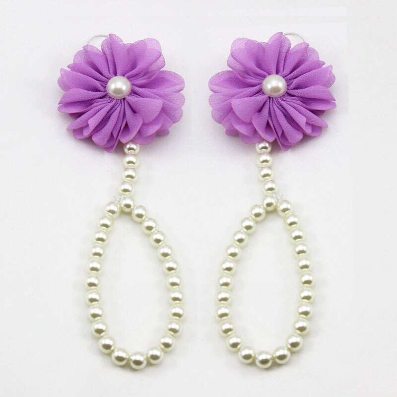 Bracelets de cheville en perles pour bébé fille, Style chaîne de chaussures, pied coloré avec accessoires, bijoux à la: Purple