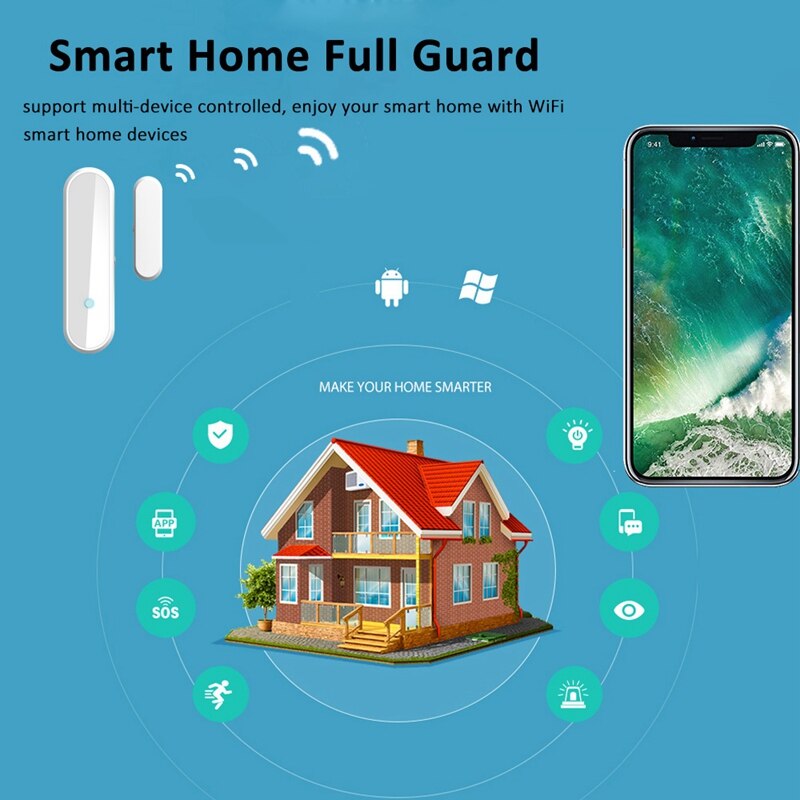 Mini WiFi Door Sensor Smart Home Security Window Alarm Support Alexa Google Home IFTTT Tuya APP