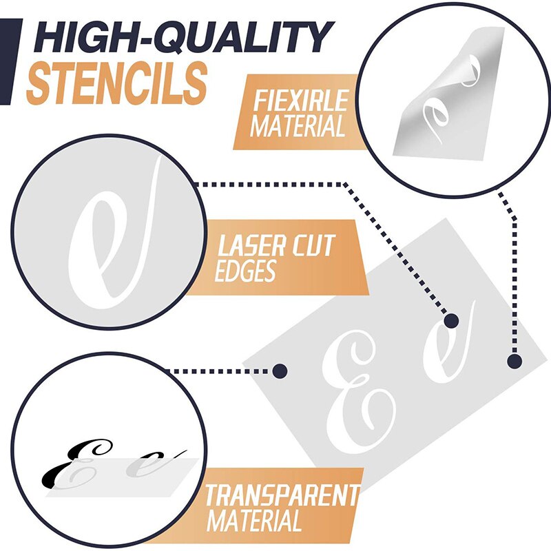 40pcs Set English Letter Stencils for Painting Mould Alphabet Signs Calligraphy Font Upper Lowercase Letters Reusable ca