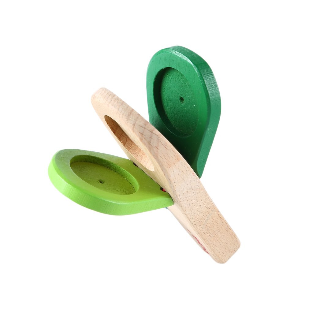 Orff world Lovely Castanets Kids Child Baby Wooden Castanet Clapper Handle Musical Instrument Preschool Early Educational Toy