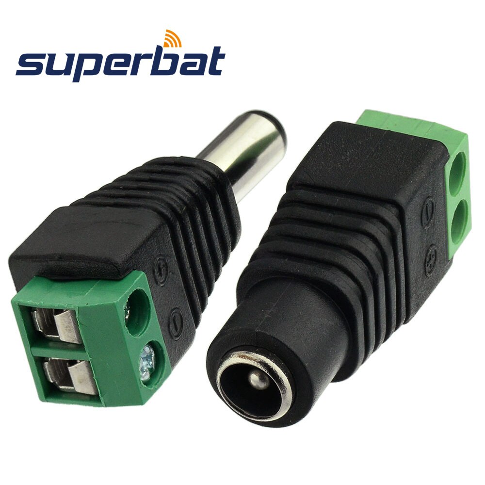 Superbat 10pcs 12V Male+Female 2.1x5.5MM DC Power Jack Plug Adapter Connector for CCTV Camera