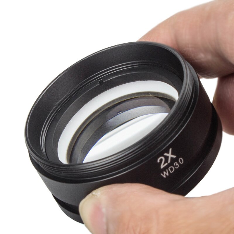 2X Auxiliary Lens WD30 Barlow Objective Lens M48*0.75 for Stereo Microscope Optical Glass Monocular Industry Microscope