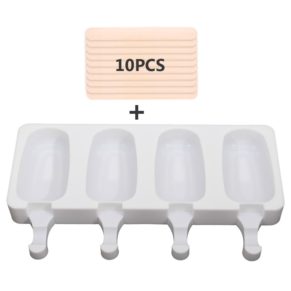 Silicone Ice Cream Mold DIY Homemade Popsicle Molds Freezer Juice 4 Cell Big Size Ice Cube Tray Popsicle Barrel Maker Mould: Mini Style