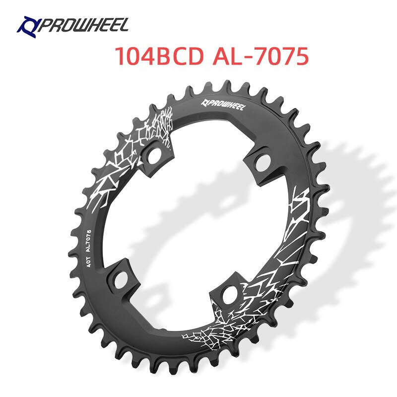 PROWHEEL Mountain Bike Round Narrow Wide Chainring 32T 34T 36T 38T 40T MTB Bicycle Crankset 104 BCD Aluminum alloy Chain Wheel