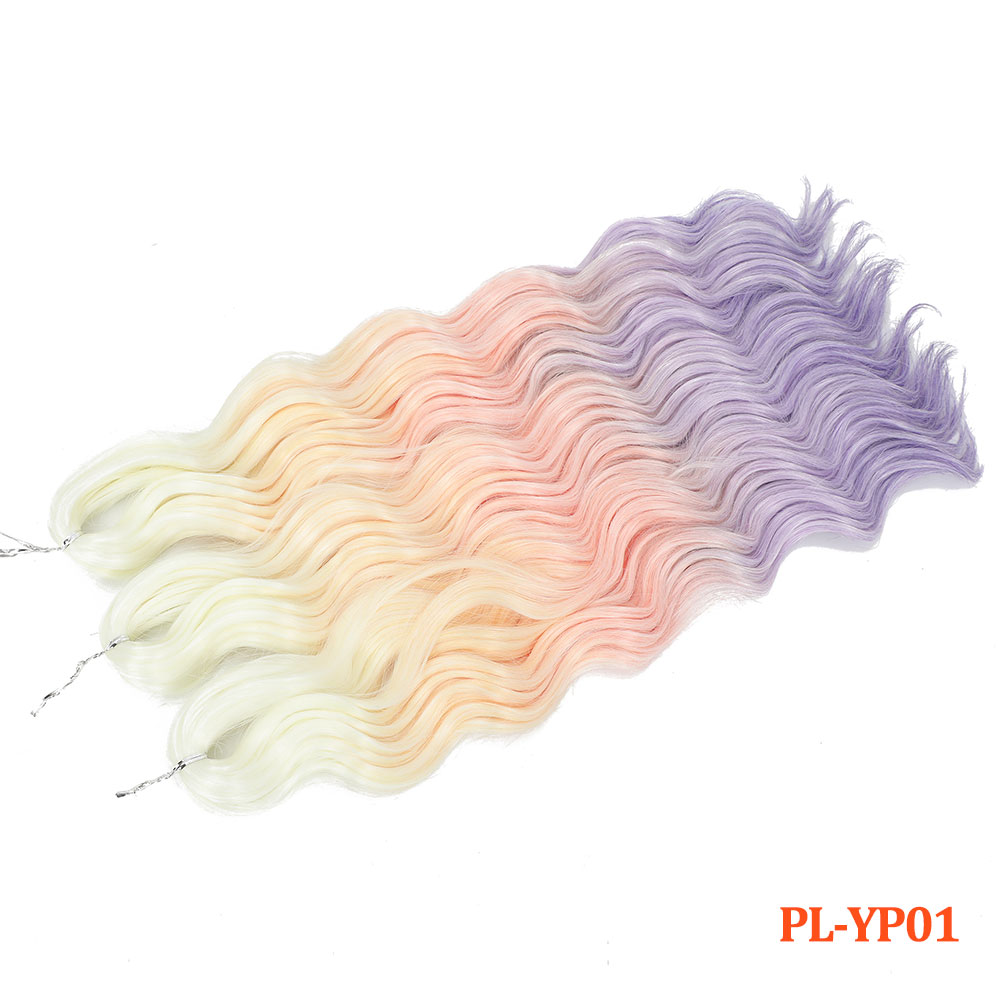 24" ANNA Water Wave Braiding Hair Extensions Synthetic Loose Deep Wave Curly Braid Hair Ombre Brown Rainbow Twist Crochet Hair
