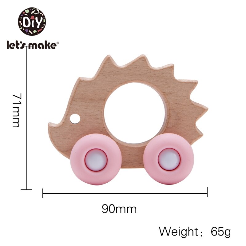 Let's Make 1Pc Leopard Car Wooden Teether Animal Car Ecofriendly Baby Crib Toy Wooden Baby Accessories Wooden Teether Toys: hedgehog