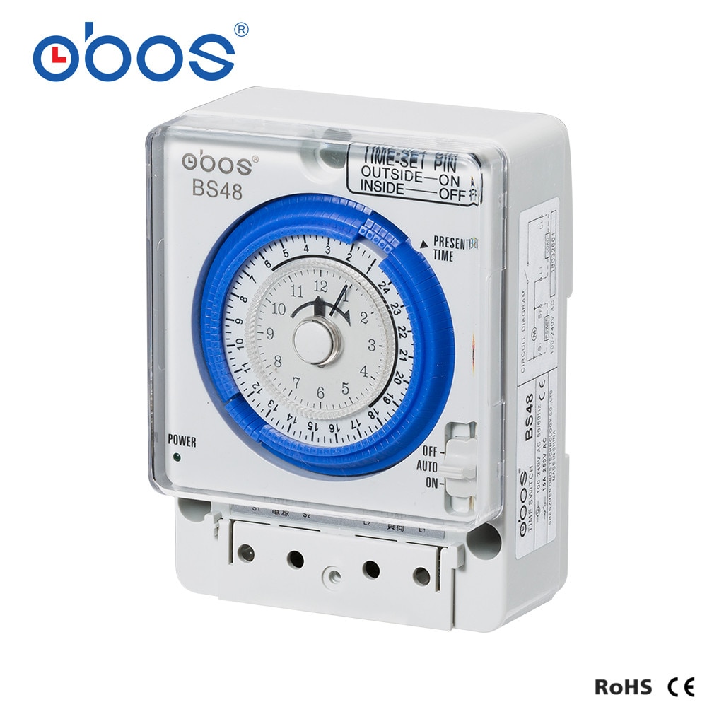 power failure memory AC100-240V timer mechanical din rail time switch with 96 times off /on time set range 15 min