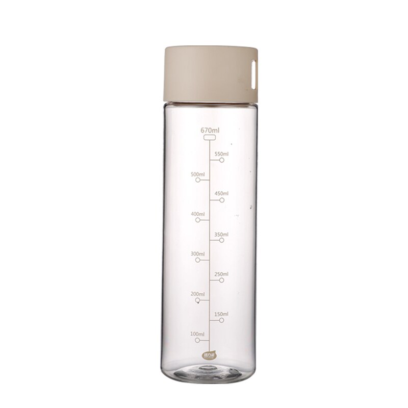 Genomskinlig vattenflaska 670ml plast drinkware turné utomhus sport skola läcksäker tätning gourd klättring bärbara flaskor: Vit ( bai se )