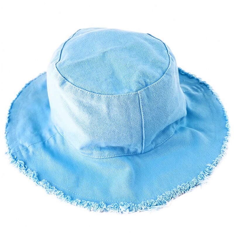 Fisherman bucket lue lue for strand sport unisex casual lue frynsete sommer solhette kanter servant lue sammenleggbar vaskbar lue: Blå