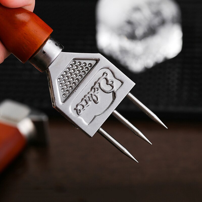 UNTIOR Ice Pick Crusher With Wooden Handle 304 Stainless Steel Ice Crusher for Cocktail Bartender Ice Hammer Carving Tools