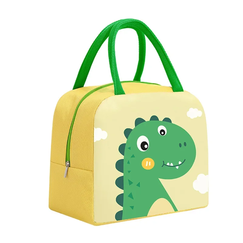 Children Lunch Bag Portable Cute Dinosaur Animals Waterproof Food Warmer Lunch Box Insulated Bag Kids School Food Storage Bags: WHITE