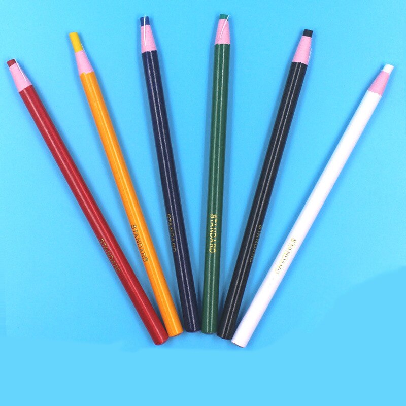 6Pcs Potlood Naaien Krijt Tijdelijke Stof Marker Pen Kleermaker Krijt Voor Glas Kledingstuk Meubels Leer Stof Craft Diy