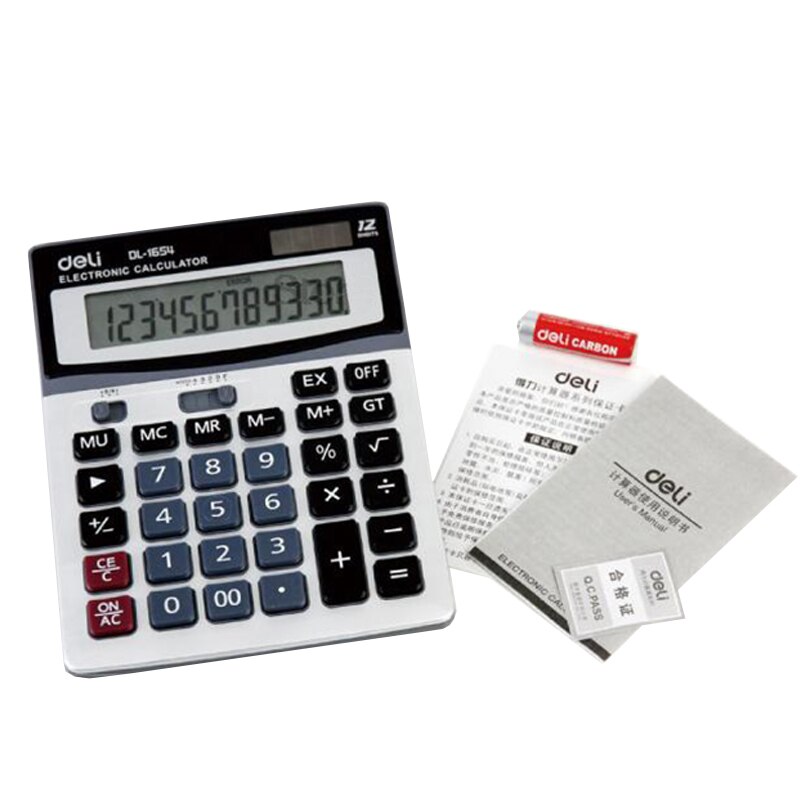 Deli Effective financial accounting calculator solar large buttons Multifunctional portable business office 1654