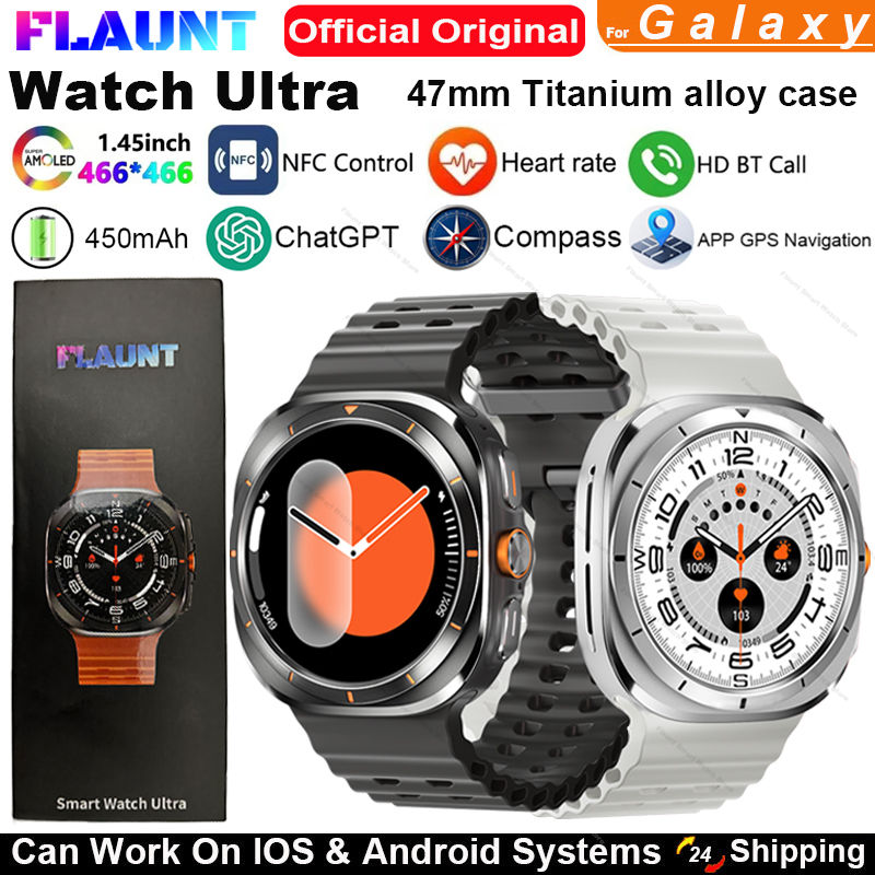 2025New Orologio originale Ultra Smartwatch 47mm AMOLED ChatGPT GPS NFC Bussola IP68 Orologio impermeabile Chiamata Bluetooth Smart Watch da uomo