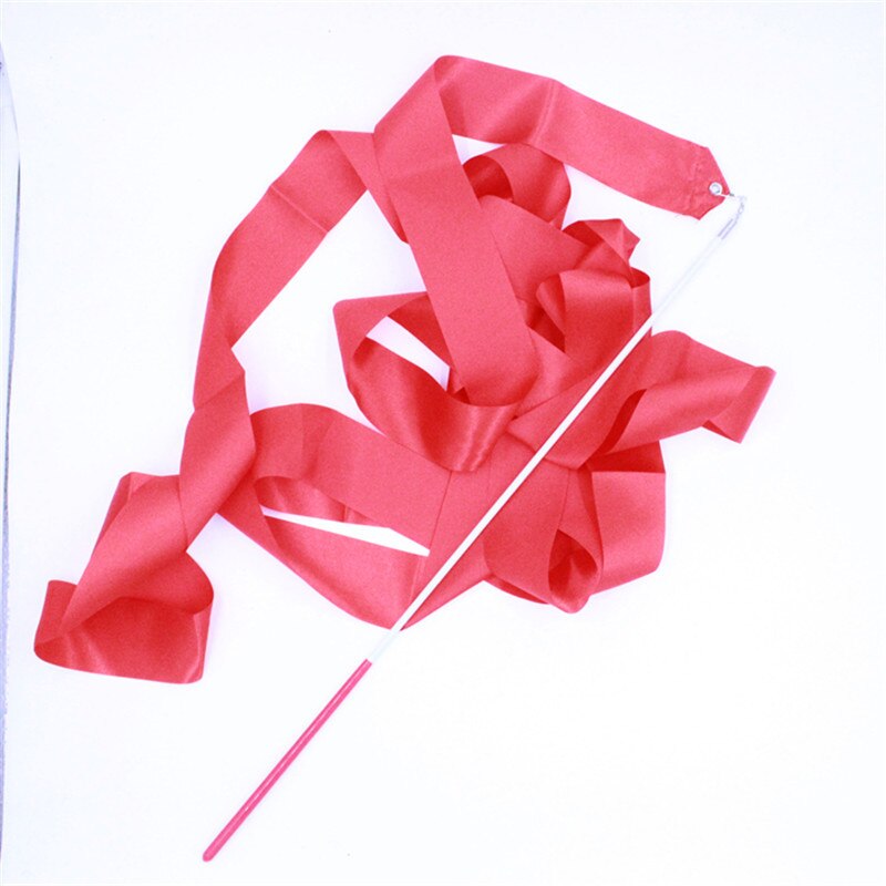 Gymnastics Dance Ribbon - 2M/4M Length - 5cm Width - Rhythmic Art Gymnastics Ballet Streamer: Rose Red / 4 meters