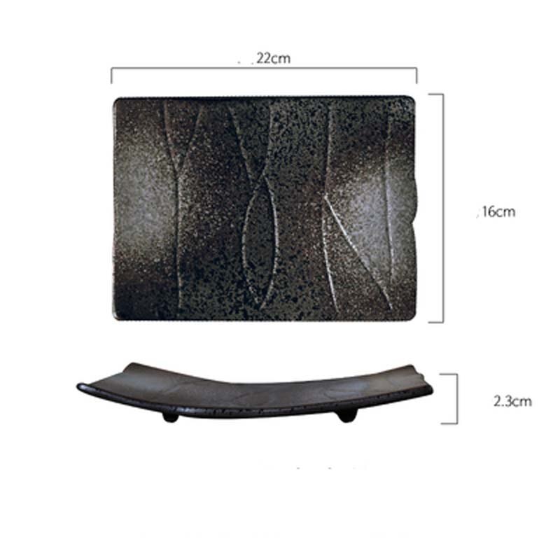 FANCITY Japanese-style rectangular ceramic plate cuisine sushi plate Flat fish plate Saury long plate dish