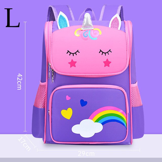 Karikatur-kinderrucksäcke, Kindergarten-schultasche für mädchen und jungen, wasserdichter, orthopädischer schulrucksack, 2022 stück: Lila-l