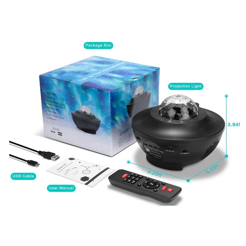 Usb Led Star Night Light Music Starry Water Wave Led Projector Licht Projector Sound-Activated Projector Licht Decor