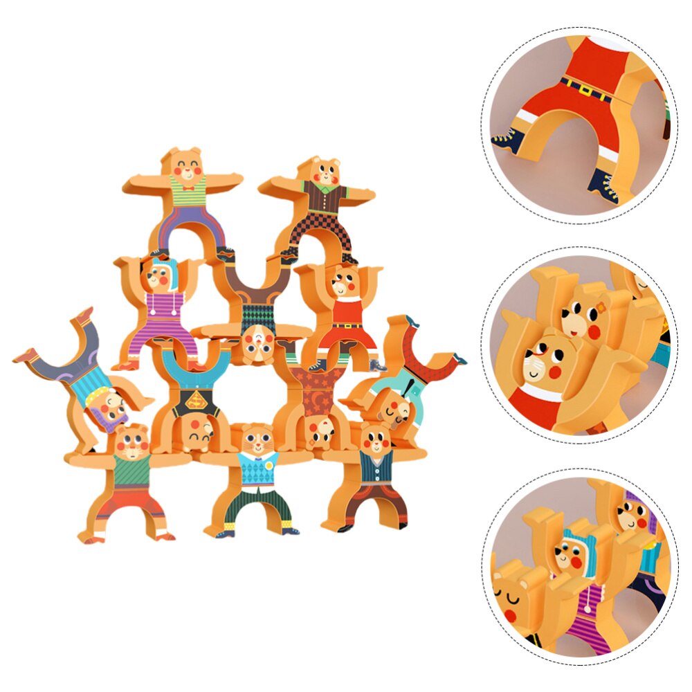 1 Set Wooden Stacking Balance Game Toys Interactive Playthings for Kid