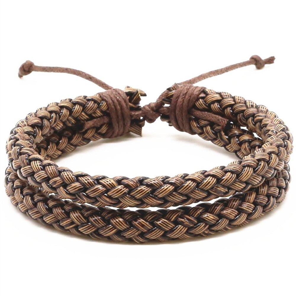 Trendy Handmade Femme Homme Female Vintage Braid Weave Charm Cuff Wrap Men Leather Bracelets For Women Jewelry Accessories