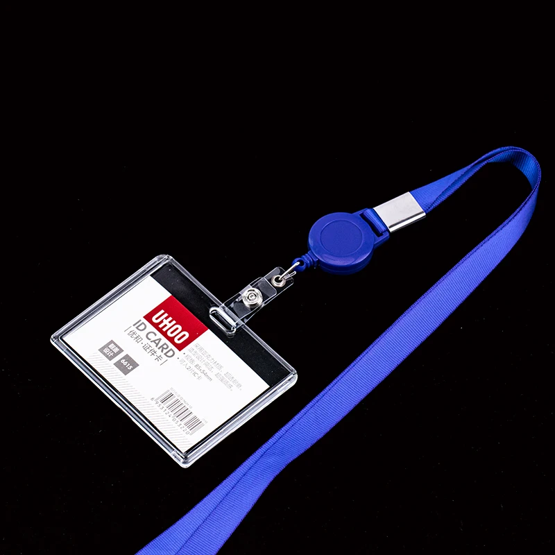 Etiqueta de identificación Horizontal Vertical de plástico duro transparente, acceso a tarjeta de trabajo de empleado, funda, funda, soporte para insignia: Gris oscuro