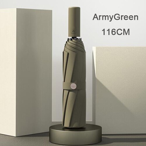 Xiaomi Zuodu Full-Automatic Sunny And Rainy Umbrella Folding Men's and Women's Forest System Is Retro Fashionable And Simple: ArmyGreen 116CM