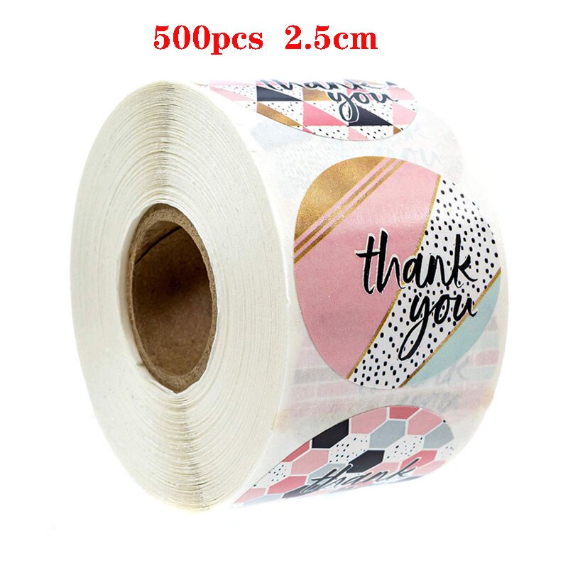 500PCS/Roll Thank You Stickers Handmade Sticker Circle Stationery Thank You For Your Order Seal Labels Thank You Sticker: 6