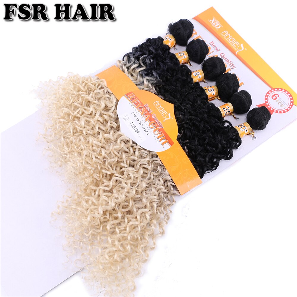 Reyna curly ombre hiusnippu mutkaiset kiharat hiukset kudos 16-20 tuumaa 6 kpl yksi setti afrokiharat synteettiset hiuspidennykset