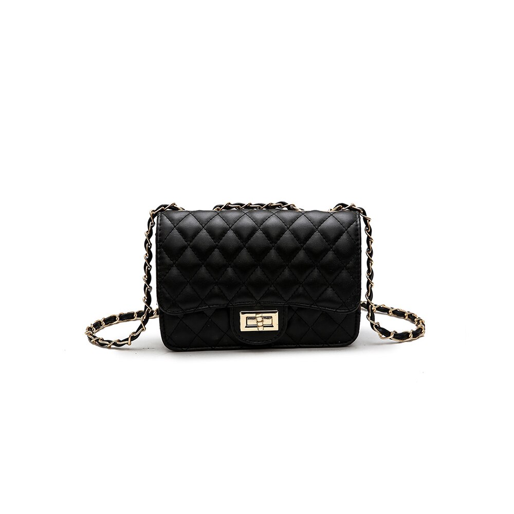 Bag female mini bag ins super fire shoulder messenger bag small fragrant rhombus chain bag: Black (Square lock)