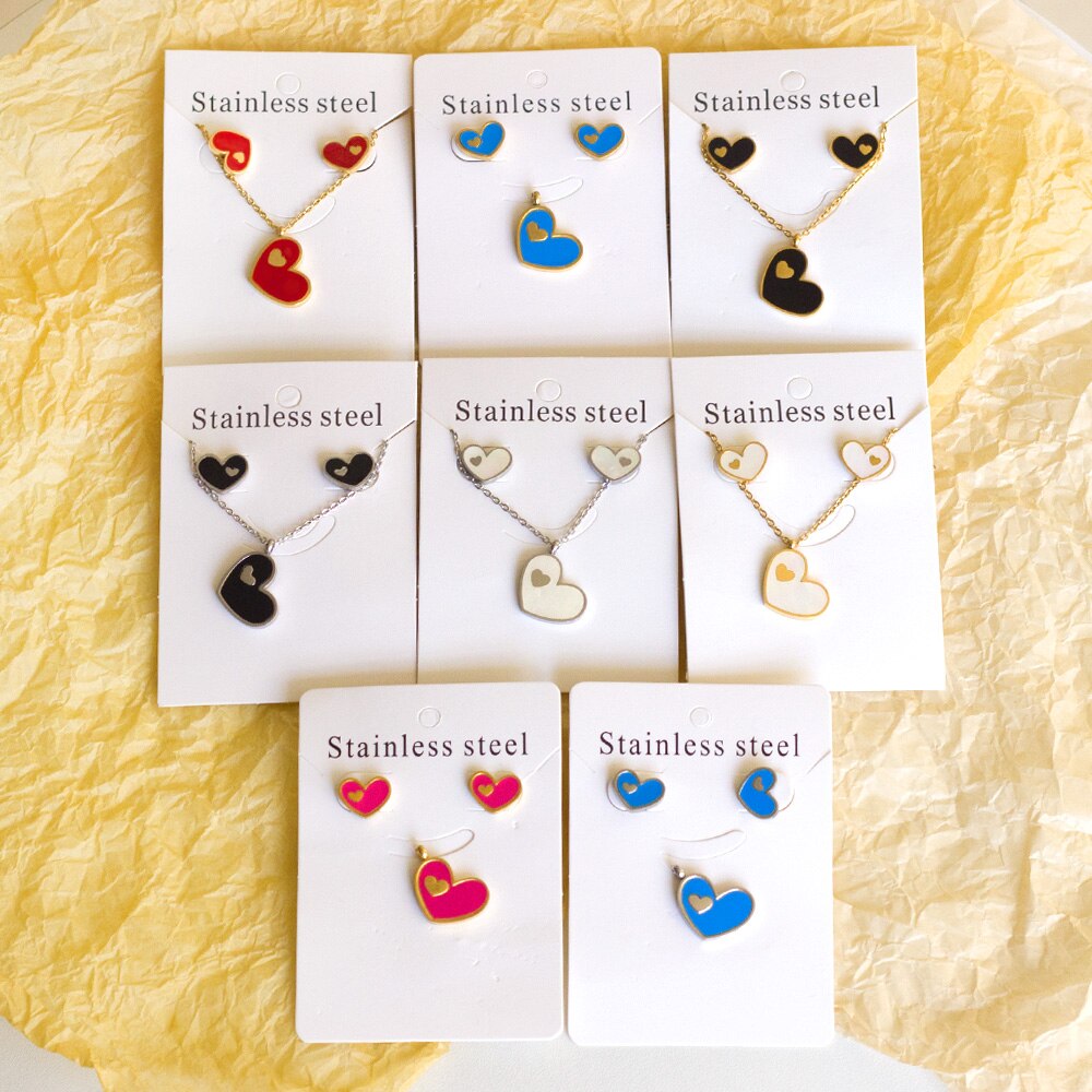 Luxukisskids Dubai Afrikaanse Rvs Hart Oorbellen Shell Ketting Oorbellen Bruiloft Gouden Sieraden Sets Voor Vrouwen Meisjes