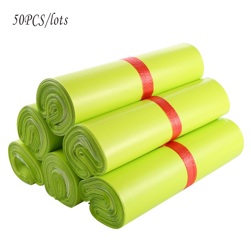 50Pcs/Lots Green Courier Mailer Bags Poly Package Self-seal Mailing Express Bag Envelope Packaging Bags Plastic Transport Ba