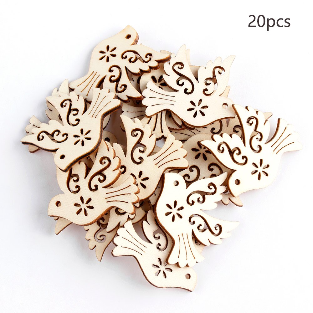 50Pcs/Set Wood Handicraft Mixed Bird DIY Wooden Crafts Scrapbookings Accessories Embellishment Home Decorations 10-20mm: 20Pcs