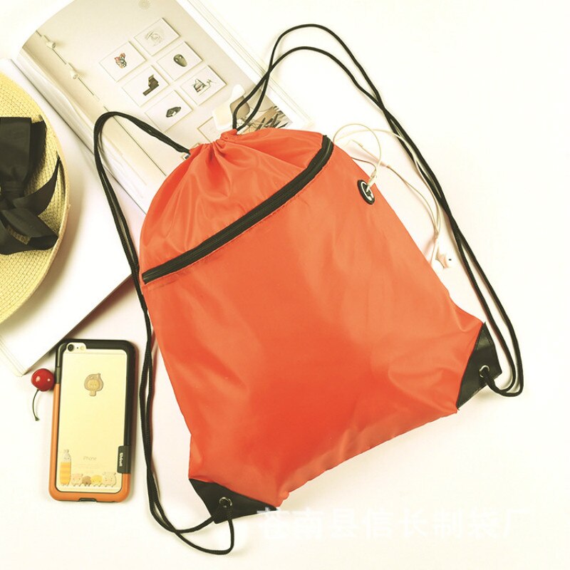 Portable Sport Bag Drawstring Backpack Waterproof Nylon Multifunctional Gym Bag Travel Storage Foldable Men Women Sports Bags: orange