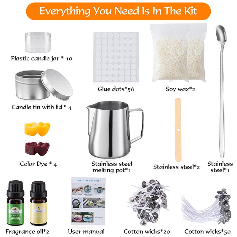 1 Set Candle Making Kit Pouring Pot Wicks Sticker DIY Candle Fixator Craft Tools DIY Handmade Candle Set With Cotton Core Holder
