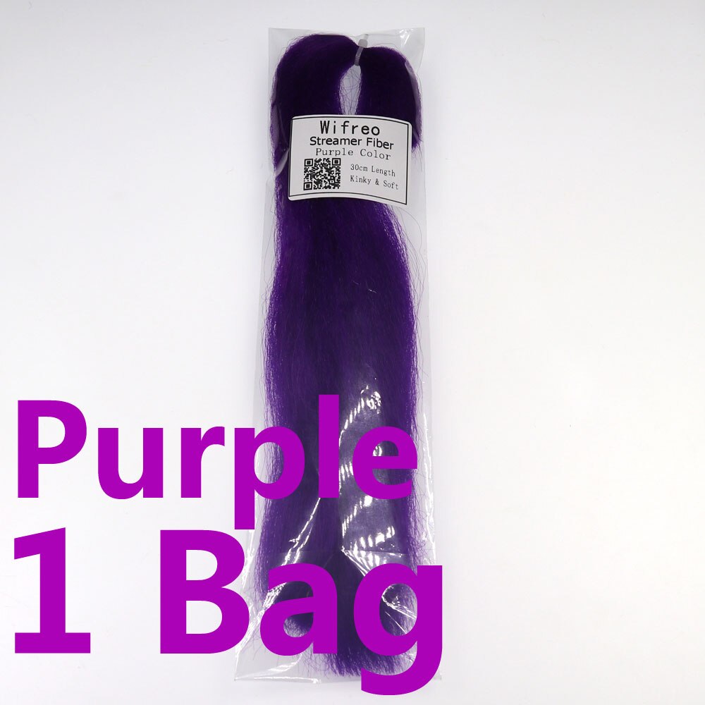 Wifreo 1 paczka 30CM karbowany Kinky Minnow fibre Streamer włókna muchowe Bucktail główka jigowa materiał wiązany do muchówek Bass Lure: purple