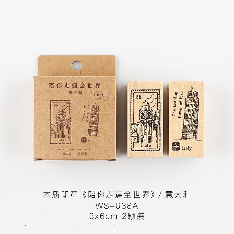 Tampons de voyage Vintage, tampons de voyage dans le monde, tampons en caoutchouc, tampons en bois, tampons standard, pour papeterie scrapbooking, DIY bricolage, 2 pièces/ensemble: 9