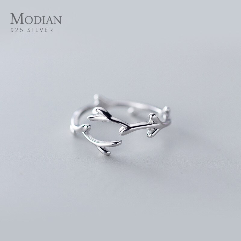 Modian classique irrégulière Branches anneau pour femmes réel 925 en argent Sterling réglable taille libre plante anneau Fine bijoux