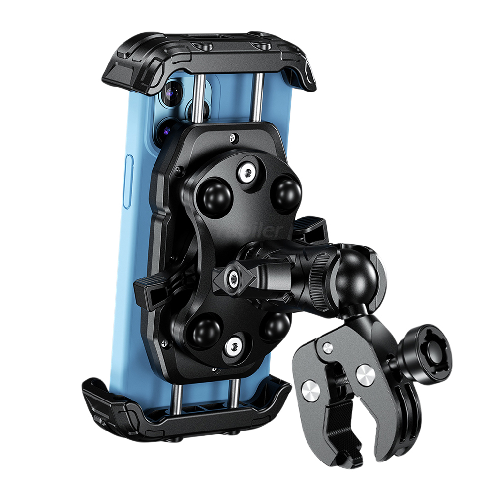 Motorcycle Phone Mount Holder Vibration Dampener Secure Lock Bike Handlebar Phone Mount for 16/15/ 14/13 Pro Max 5.4-7.2" Phones: green