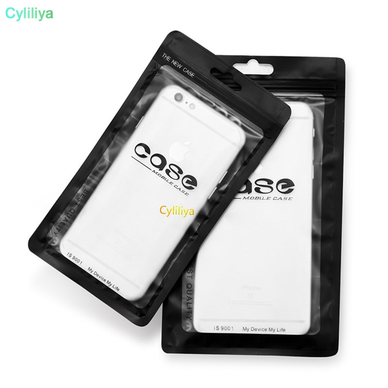100Pcs 12X20cm Plastic zipper Bag Cell Phone Accessories Mobile Phone Case Cover Packaging Package Bag for iPhone 8 7 6S 6 Plus