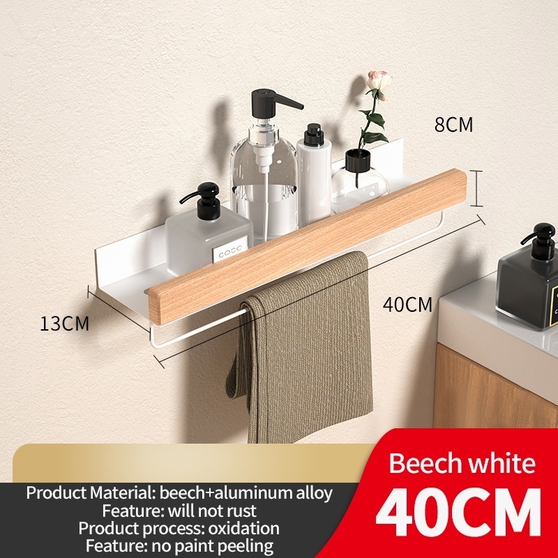 Estante esquinero de material de aluminio y madera, estante de almacenamiento para champú, estante de pared para ducha, organizador de baño, accesorios de baño: Negro