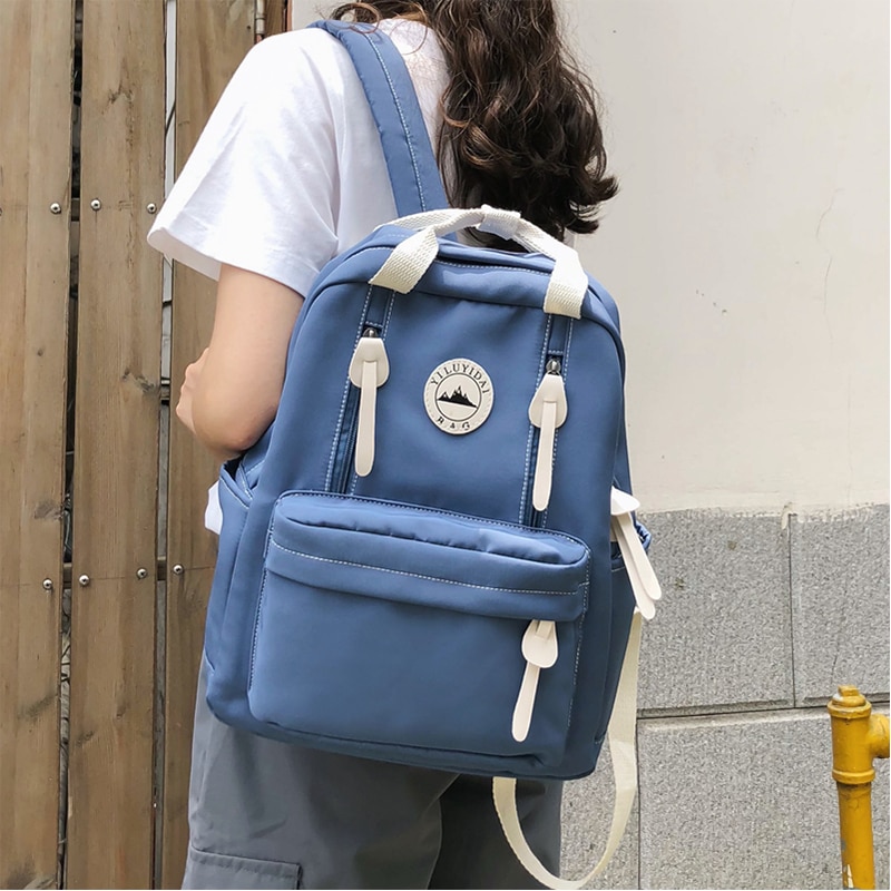 Multifunctional Waterproof Nylon Women Backpack Female Travel Backpack Korean Style Yellow School Bag for Teenage Girls Mochila