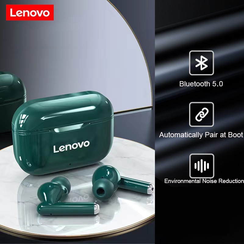 Newest in Original Lenovo LP1 Wireless Bluetooth Headset V5.0 Touch Earphone Stereo 300mAh Durable Battery IPX4 Waterproof: Green color