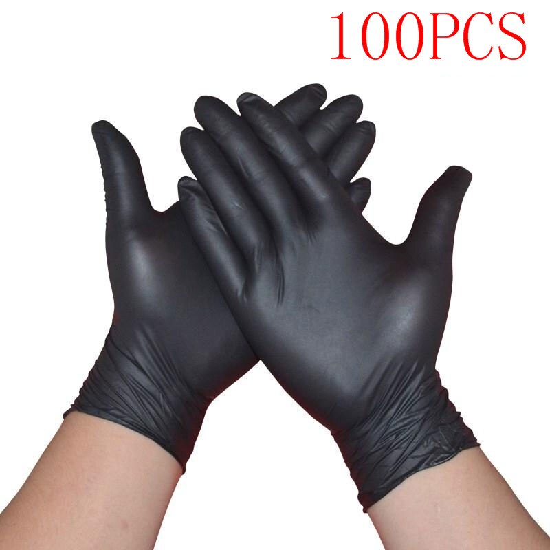 10-100Pcs Nitril Handschoenen Zwart Food Grade Waterdichte Allergie Gratis Keuken/Rubber/Wassen/Werkhandschoenen wegwerp Latex Handschoenen Volwassen: Black 100 PCS / Klein
