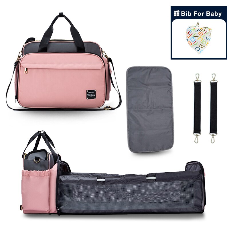 Sac à langer pour bébé, sac à dos de lit de maternité pour maman, sac d&#39;allaitement de grande capacité pour les soins de bébé, poussette avec crochet: 10
