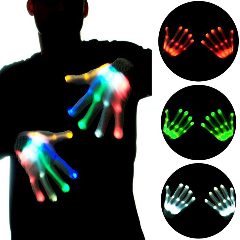 Dance Stage LED Light Flashing Gloves Flashing Finger Glow Mittens Xmas Dance Rave Party Fun Cycling Gloves Halloween